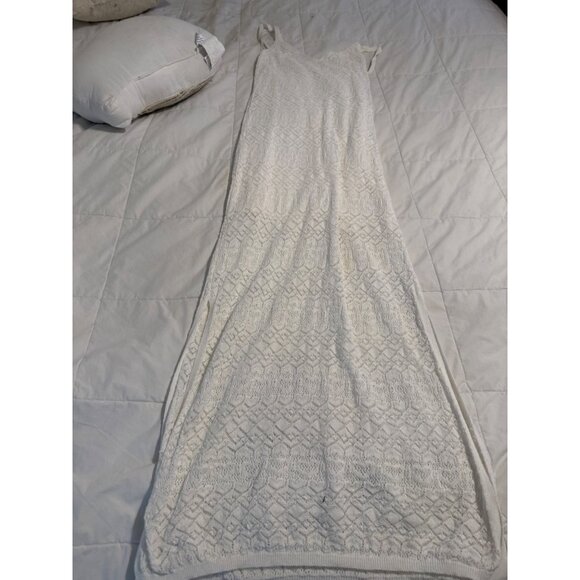 Stradivarius Intricate Knit Maxi Dress lined S adjustable straps coquette beach - Picture 8 of 15